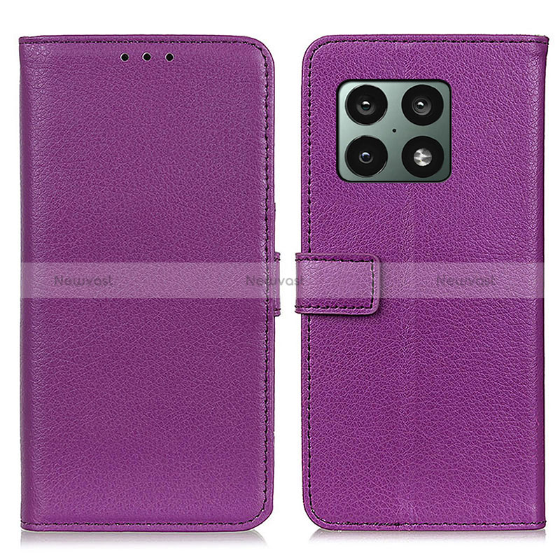 Leather Case Stands Flip Cover Holder D09Y for OnePlus 10 Pro 5G Purple