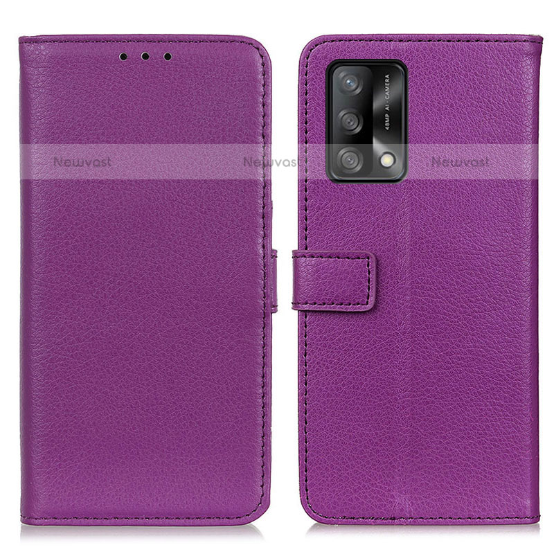 Leather Case Stands Flip Cover Holder D09Y for Oppo A74 4G Purple