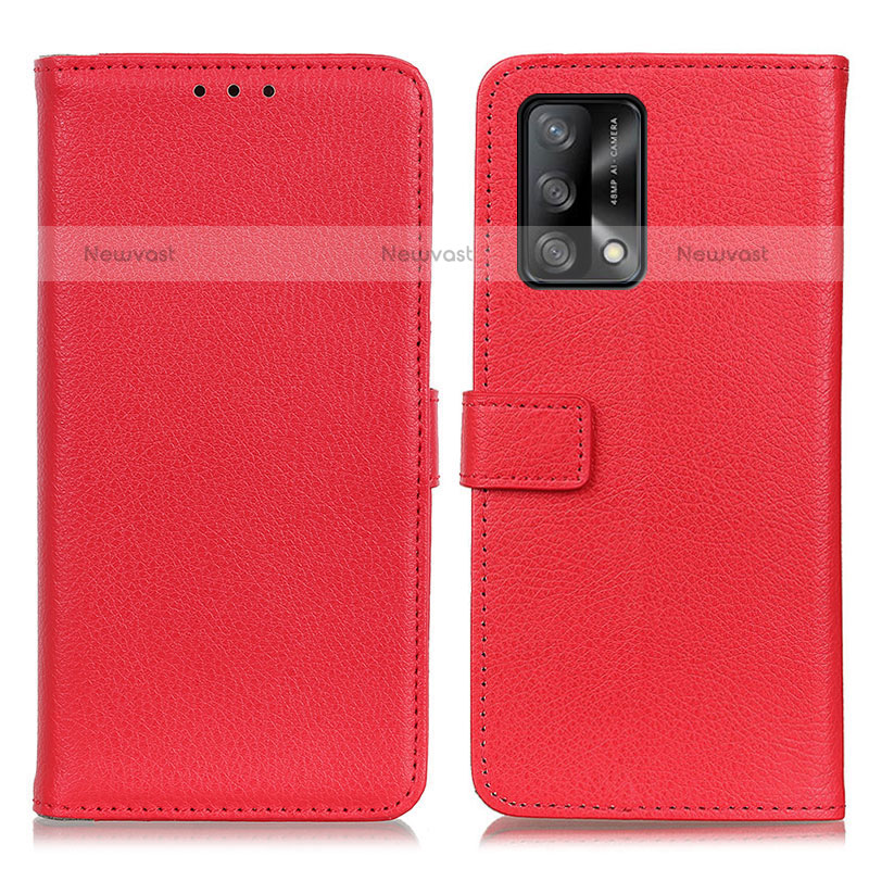 Leather Case Stands Flip Cover Holder D09Y for Oppo A74 4G Red