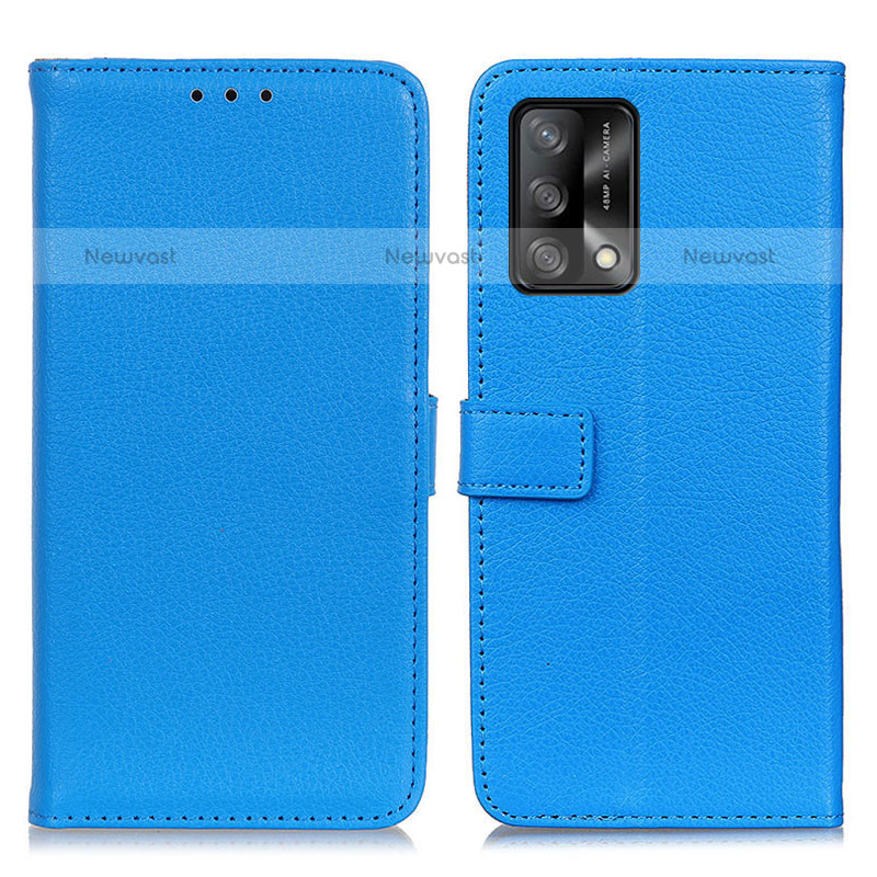 Leather Case Stands Flip Cover Holder D09Y for Oppo A74 4G Sky Blue