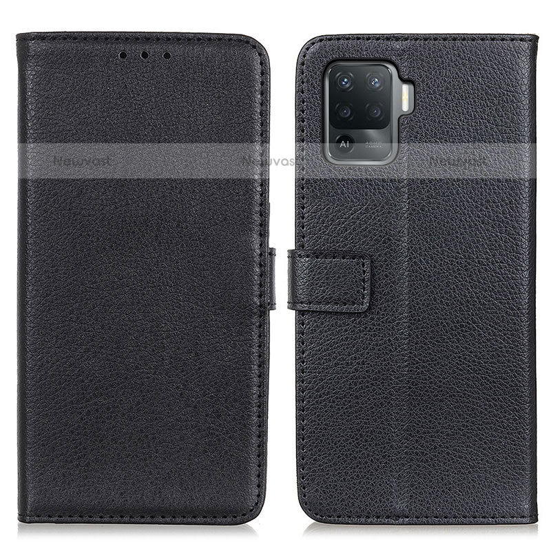 Leather Case Stands Flip Cover Holder D09Y for Oppo A94 4G Black