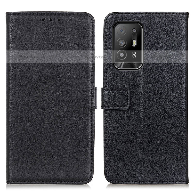 Leather Case Stands Flip Cover Holder D09Y for Oppo A94 5G Black