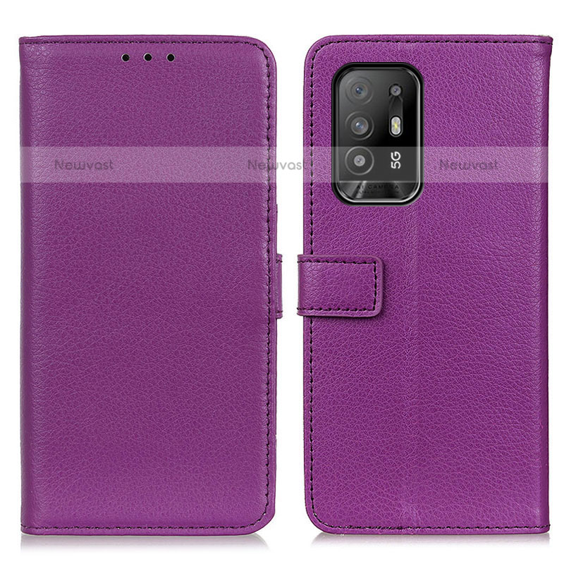 Leather Case Stands Flip Cover Holder D09Y for Oppo F19 Pro+ Plus 5G Purple