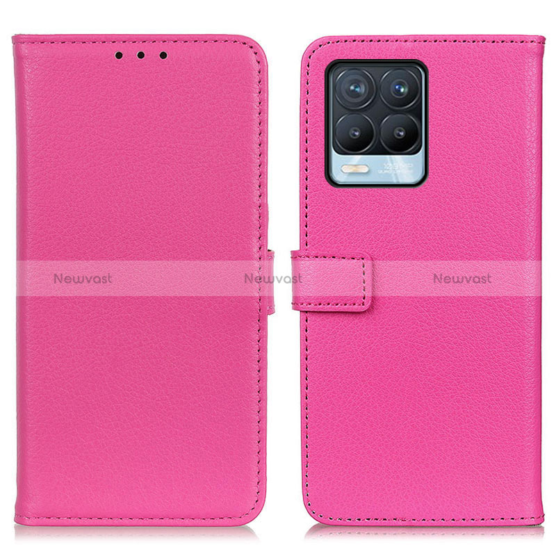 Leather Case Stands Flip Cover Holder D09Y for Realme 8 4G Hot Pink