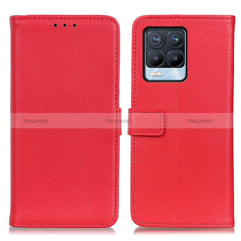 Leather Case Stands Flip Cover Holder D09Y for Realme 8 4G Red