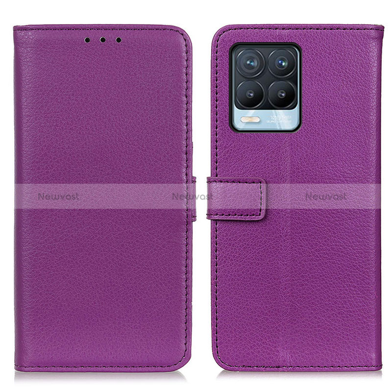 Leather Case Stands Flip Cover Holder D09Y for Realme 8 Pro Purple