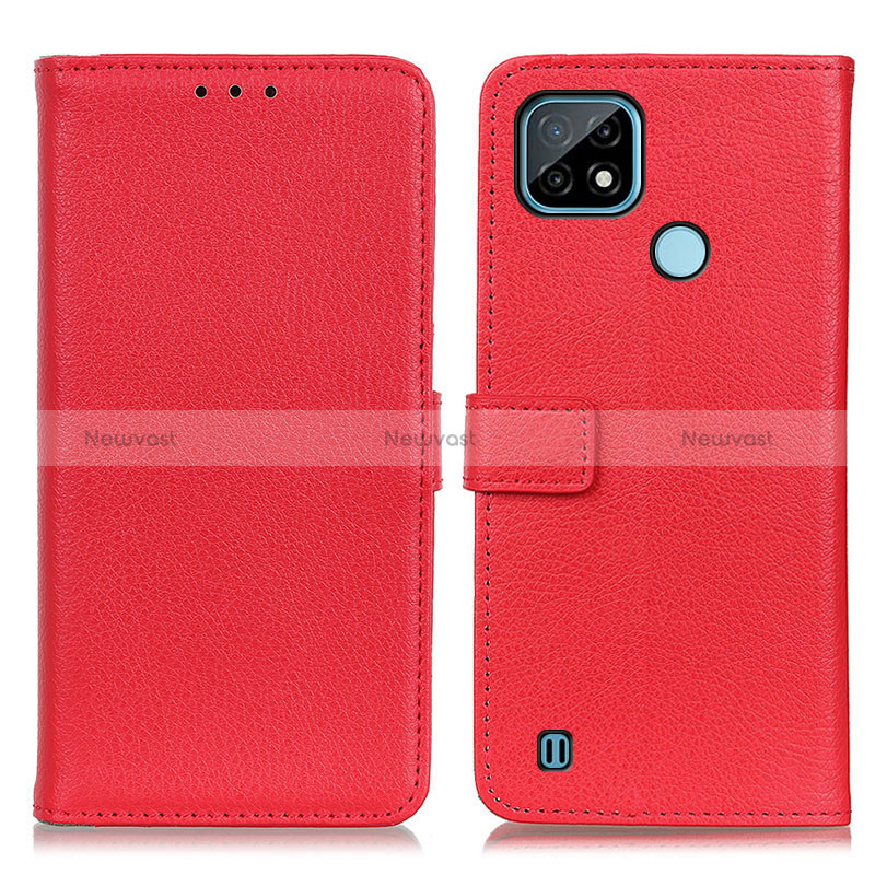 Leather Case Stands Flip Cover Holder D09Y for Realme C21 Red