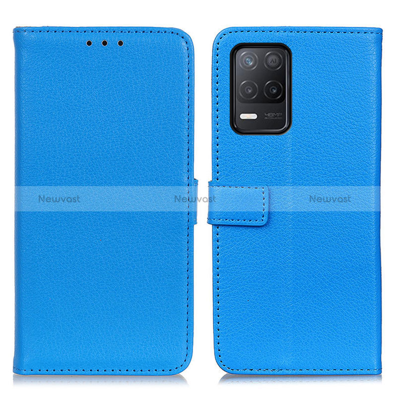 Leather Case Stands Flip Cover Holder D09Y for Realme Q3i 5G Sky Blue