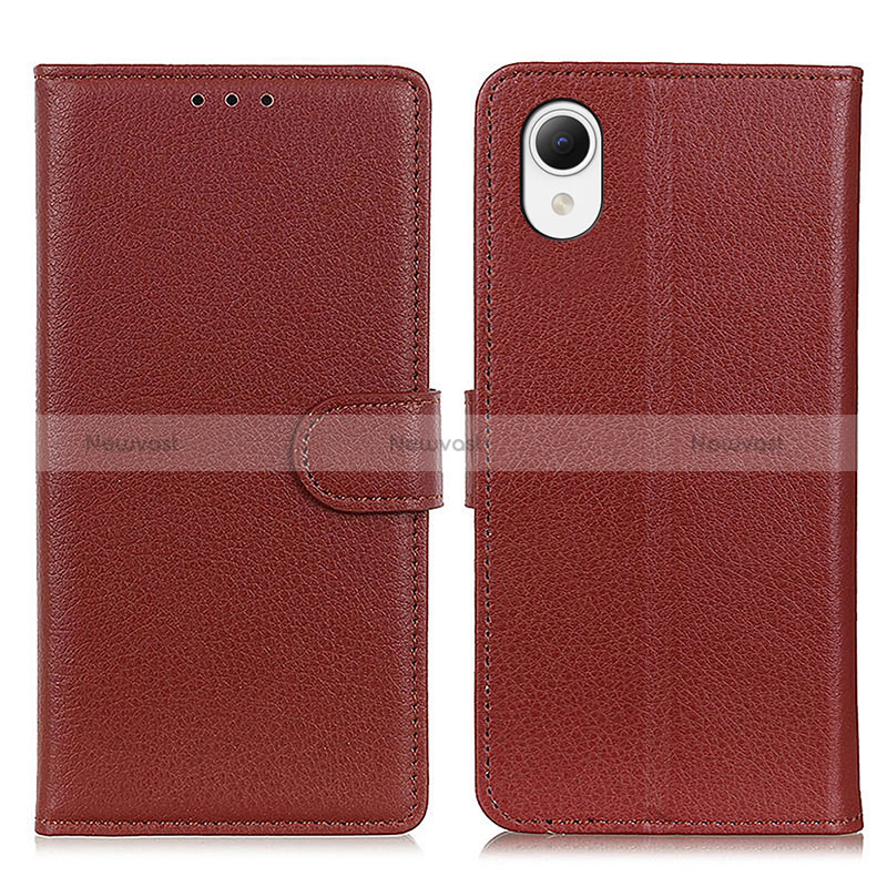 Leather Case Stands Flip Cover Holder D09Y for Samsung Galaxy A23e 5G Brown