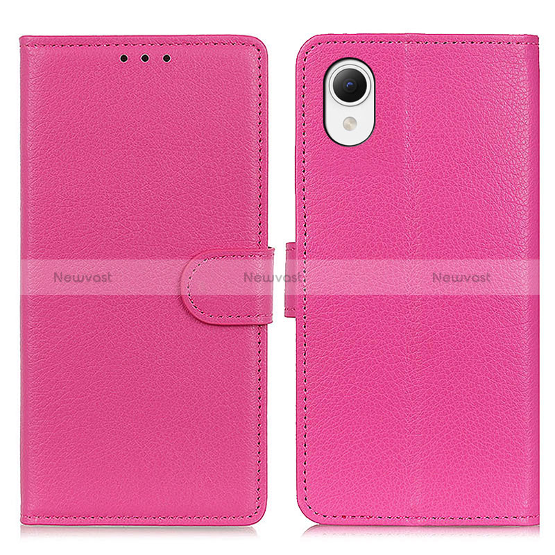 Leather Case Stands Flip Cover Holder D09Y for Samsung Galaxy A23s Hot Pink