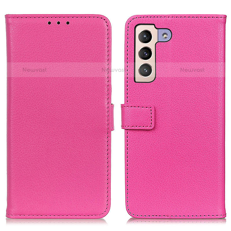 Leather Case Stands Flip Cover Holder D09Y for Samsung Galaxy S21 Plus 5G Hot Pink