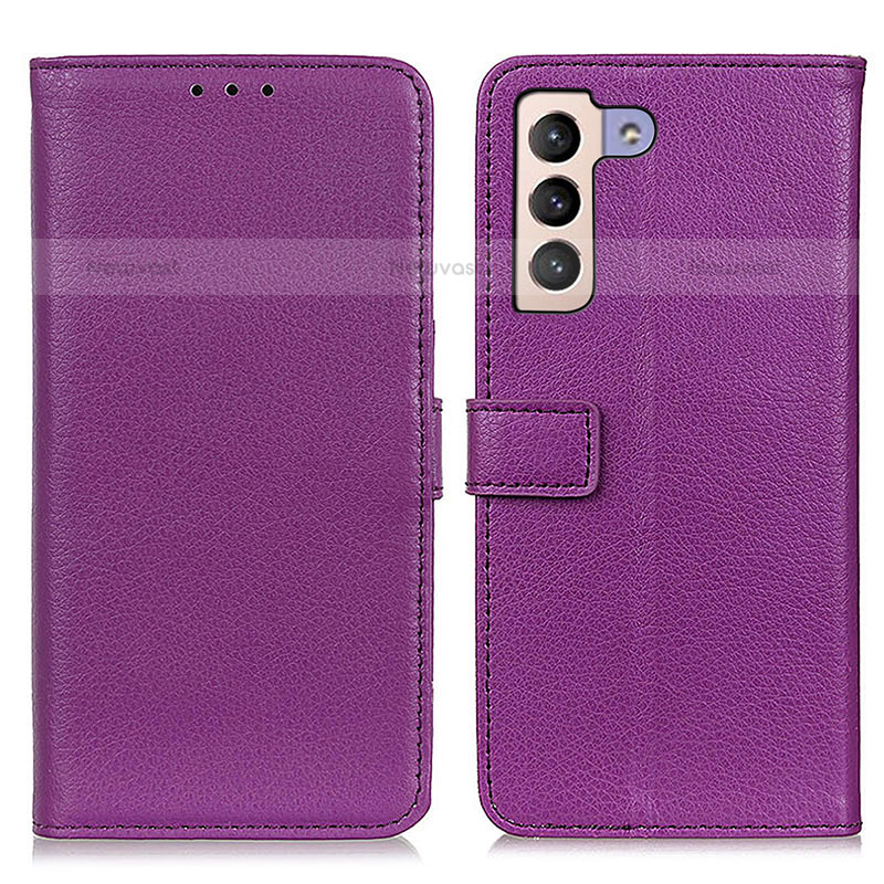 Leather Case Stands Flip Cover Holder D09Y for Samsung Galaxy S22 5G Purple