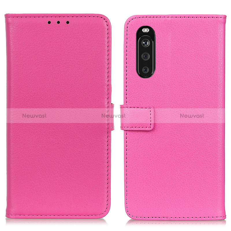 Leather Case Stands Flip Cover Holder D09Y for Sony Xperia 10 III SO-52B Hot Pink