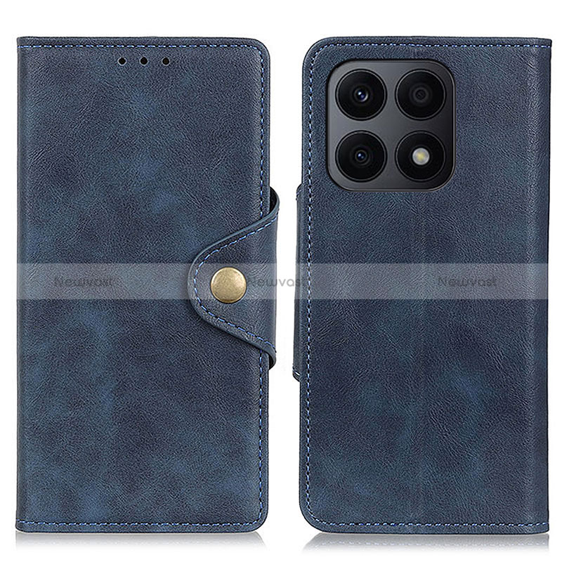 Leather Case Stands Flip Cover Holder D10Y for Huawei Honor X8a 4G Blue