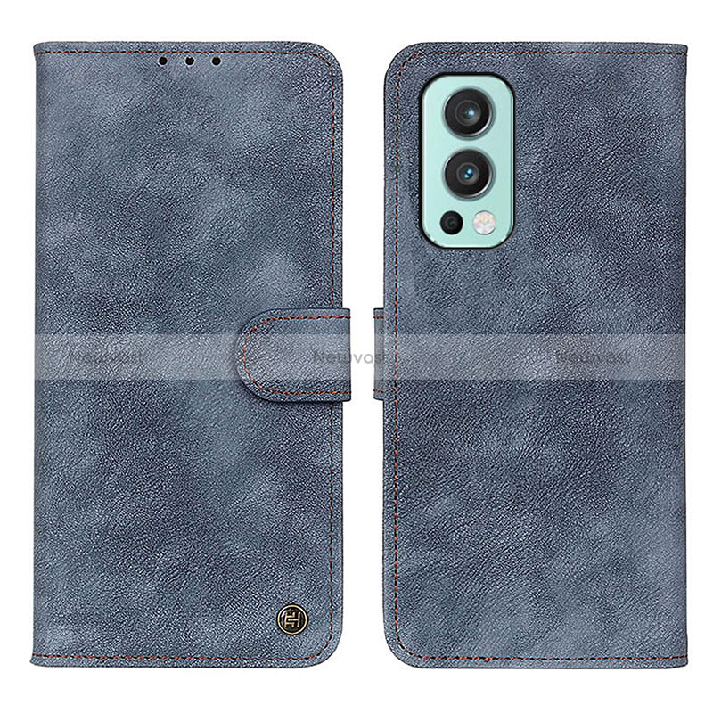 Leather Case Stands Flip Cover Holder D10Y for OnePlus Nord 2 5G Blue