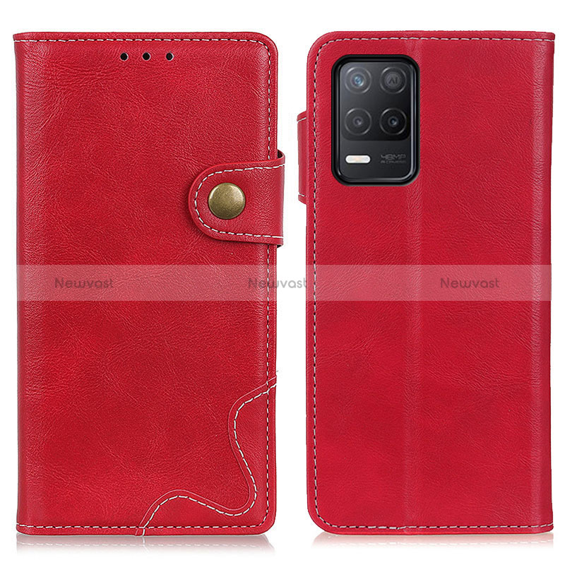 Leather Case Stands Flip Cover Holder D10Y for Realme 8 5G Red