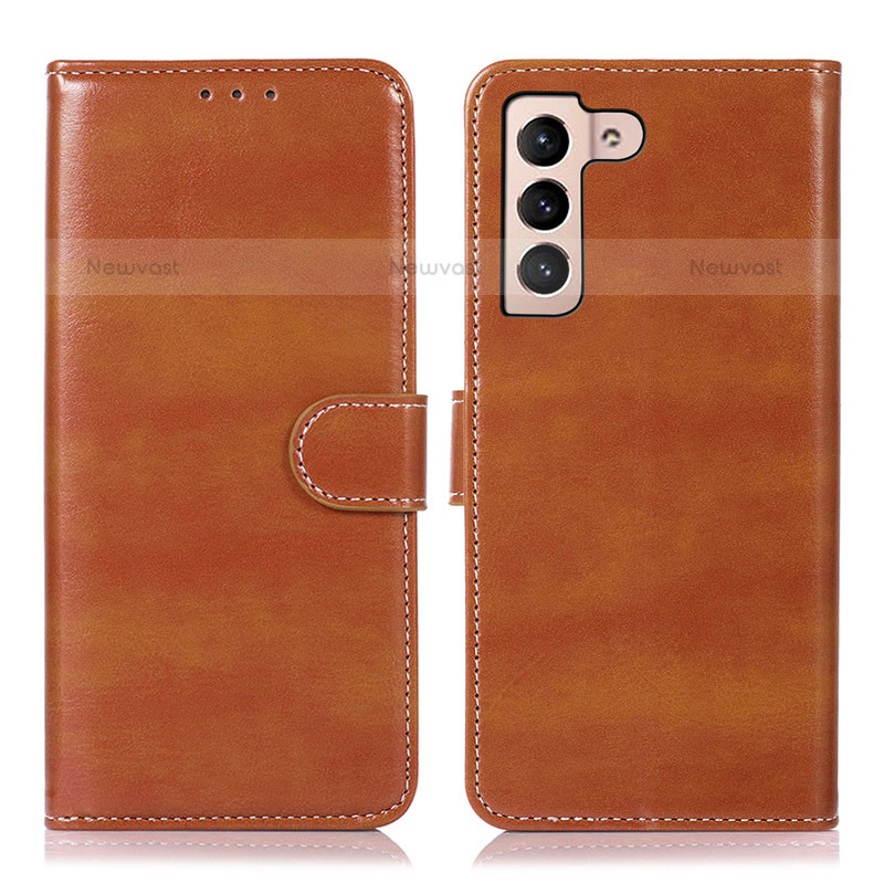 Leather Case Stands Flip Cover Holder D10Y for Samsung Galaxy S21 Plus 5G Brown