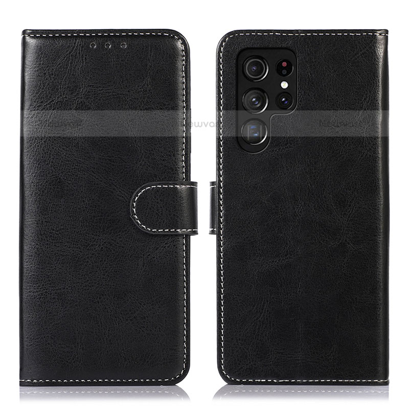 Leather Case Stands Flip Cover Holder D10Y for Samsung Galaxy S21 Ultra 5G Black