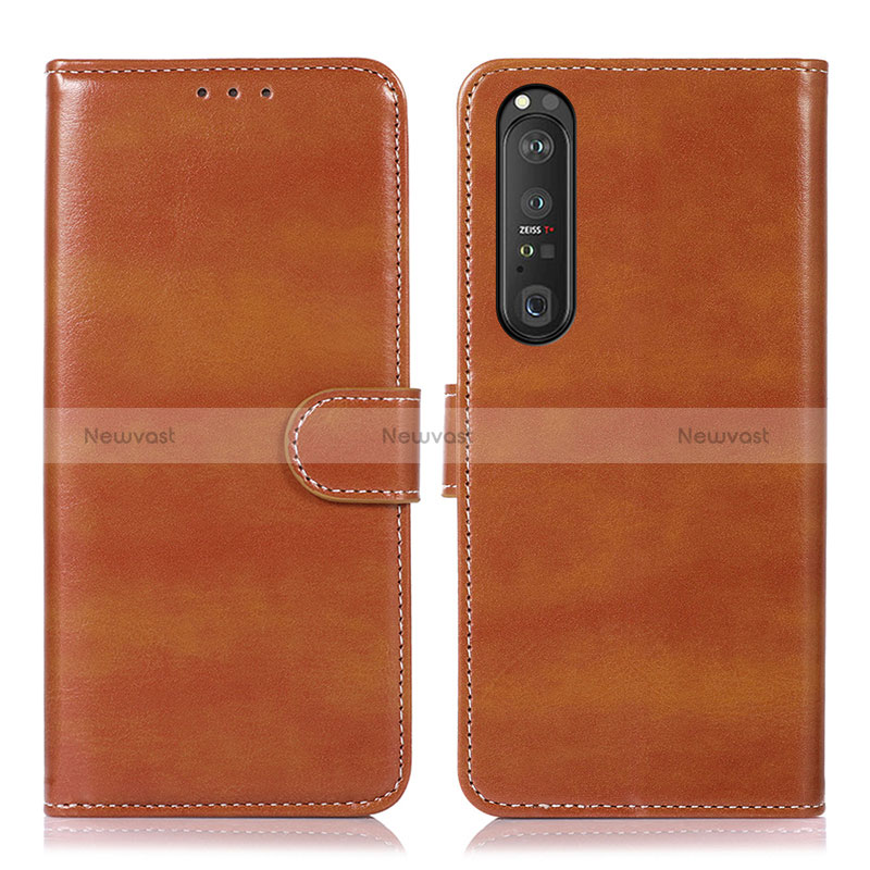 Leather Case Stands Flip Cover Holder D10Y for Sony Xperia 1 III Brown