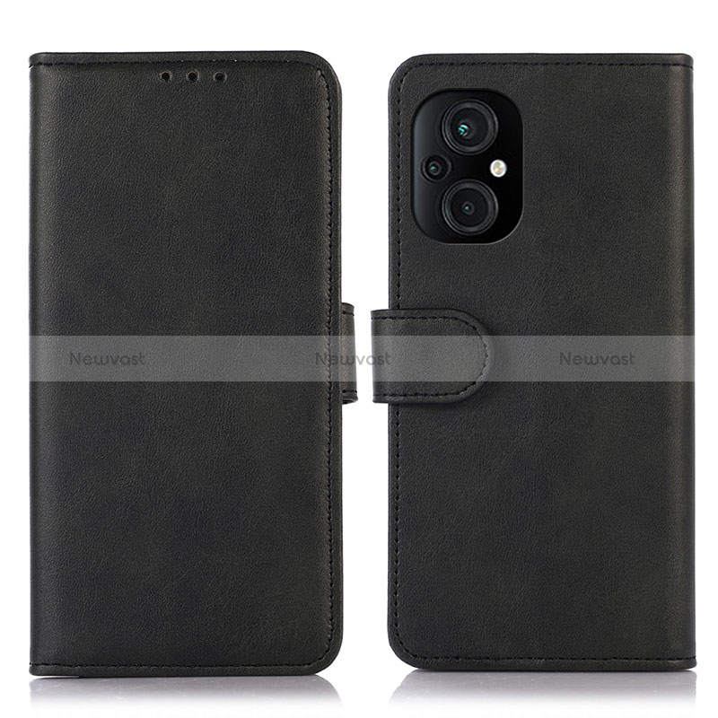 Leather Case Stands Flip Cover Holder D10Y for Xiaomi Poco M5 4G Black