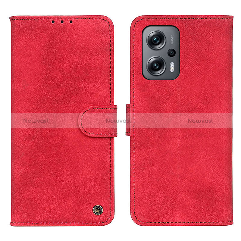 Leather Case Stands Flip Cover Holder D10Y for Xiaomi Redmi Note 12 Turbo 5G Red