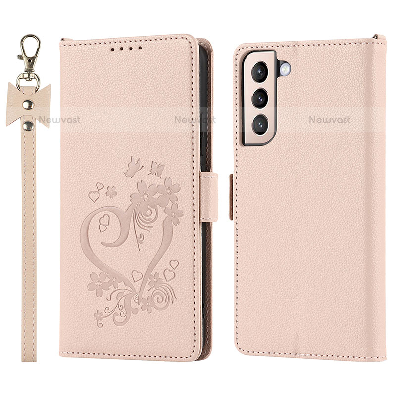 Leather Case Stands Flip Cover Holder D11T for Samsung Galaxy S21 Plus 5G Pink