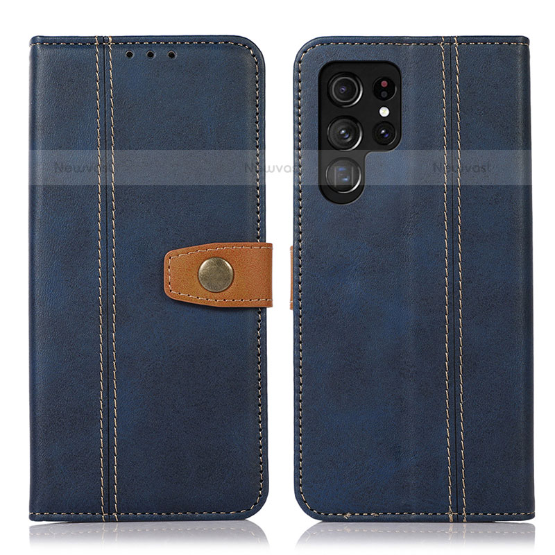 Leather Case Stands Flip Cover Holder D11T for Samsung Galaxy S21 Ultra 5G Blue