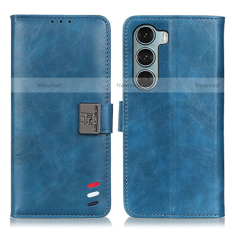 Leather Case Stands Flip Cover Holder D11Y for Motorola Moto Edge S30 5G Blue