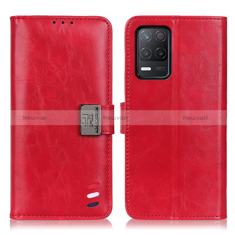 Leather Case Stands Flip Cover Holder D11Y for Realme 8 5G Red