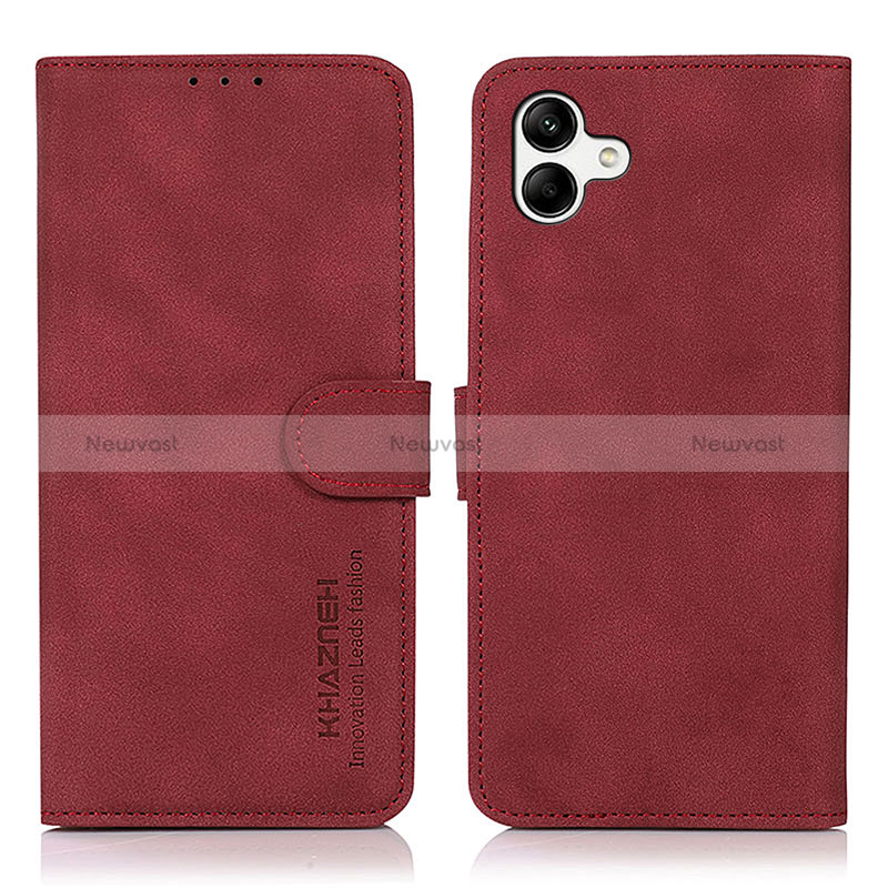 Leather Case Stands Flip Cover Holder D11Y for Samsung Galaxy A05 Red