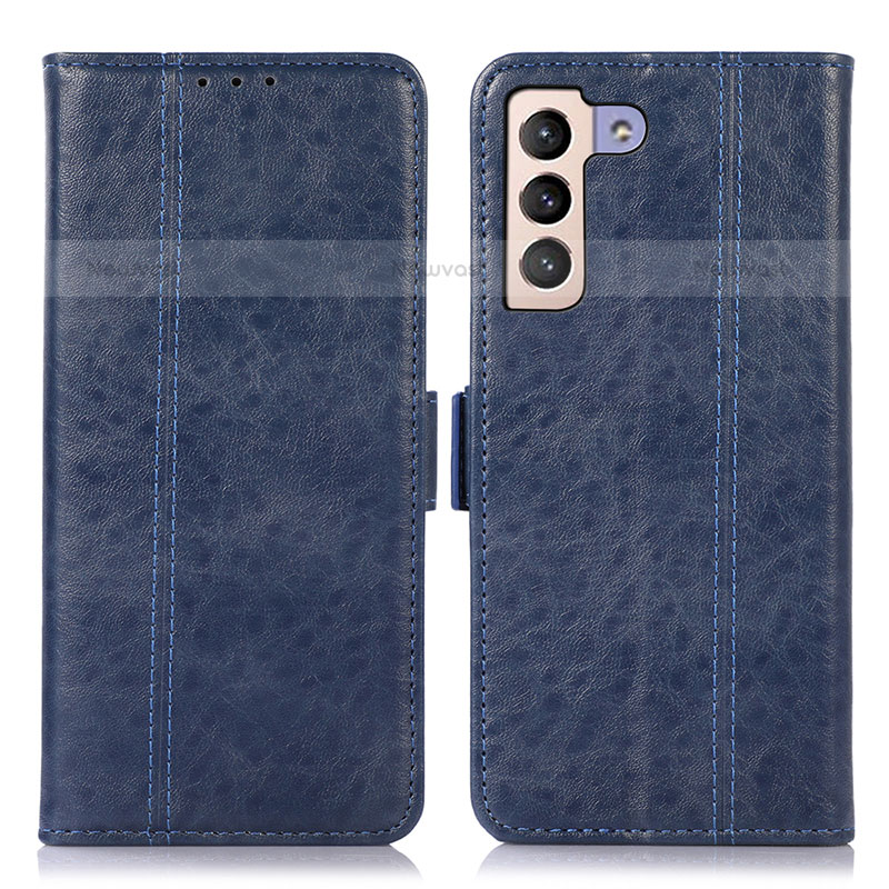 Leather Case Stands Flip Cover Holder D11Y for Samsung Galaxy S21 Plus 5G Blue