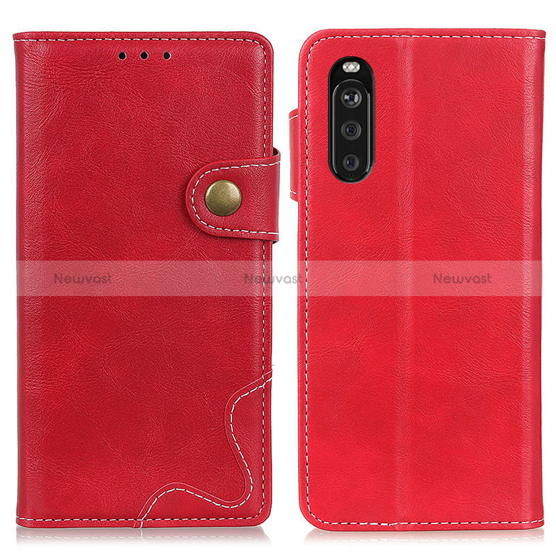 Leather Case Stands Flip Cover Holder D11Y for Sony Xperia 10 III SOG04 Red