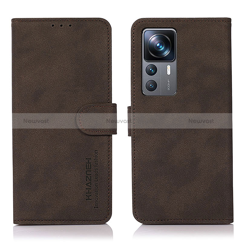 Leather Case Stands Flip Cover Holder D11Y for Xiaomi Mi 12T 5G Brown