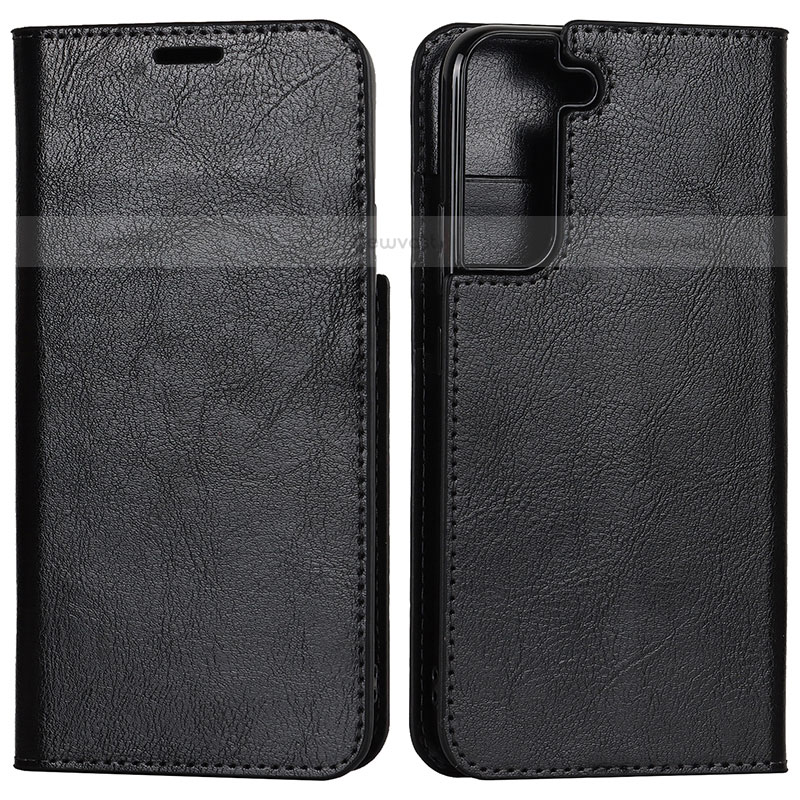 Leather Case Stands Flip Cover Holder D13T for Samsung Galaxy S21 5G Black