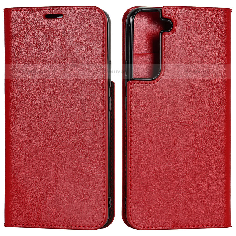 Leather Case Stands Flip Cover Holder D13T for Samsung Galaxy S21 5G Red