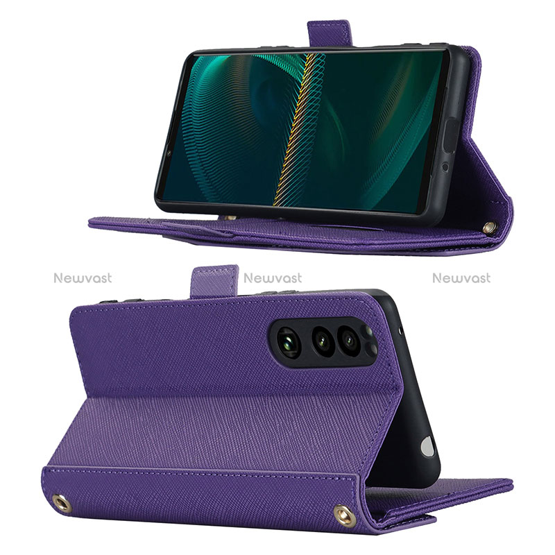 Leather Case Stands Flip Cover Holder DT1 for Sony Xperia 5 III SO-53B