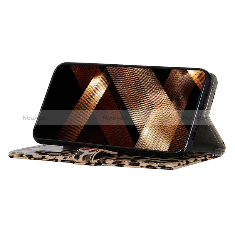 Leather Case Stands Flip Cover Holder DY01 for Motorola Moto E13 Brown