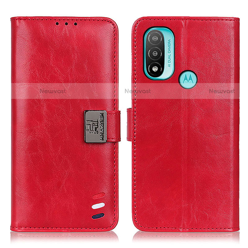 Leather Case Stands Flip Cover Holder DY01 for Motorola Moto E30 Red