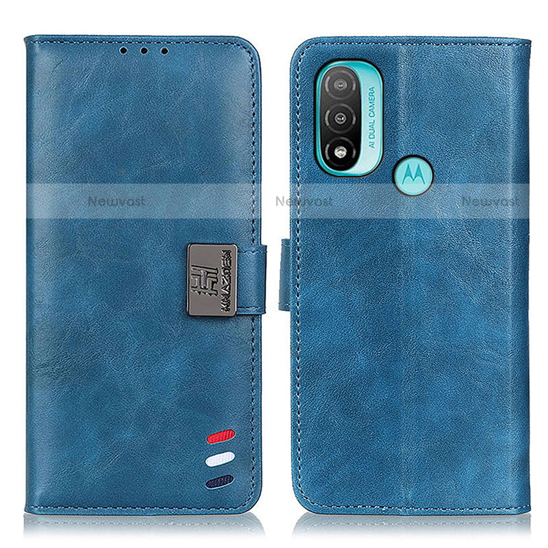 Leather Case Stands Flip Cover Holder DY01 for Motorola Moto E40 Blue