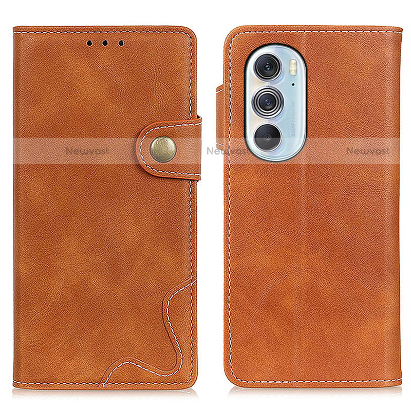 Leather Case Stands Flip Cover Holder DY01 for Motorola Moto Edge Plus (2022) 5G Brown