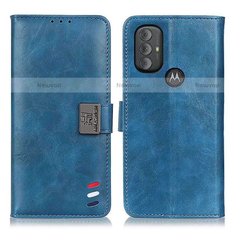 Leather Case Stands Flip Cover Holder DY01 for Motorola Moto G Play (2023) Blue