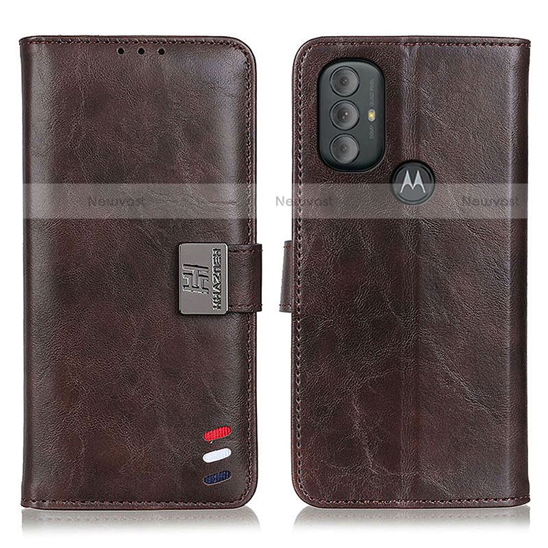 Leather Case Stands Flip Cover Holder DY01 for Motorola Moto G Play (2023) Brown