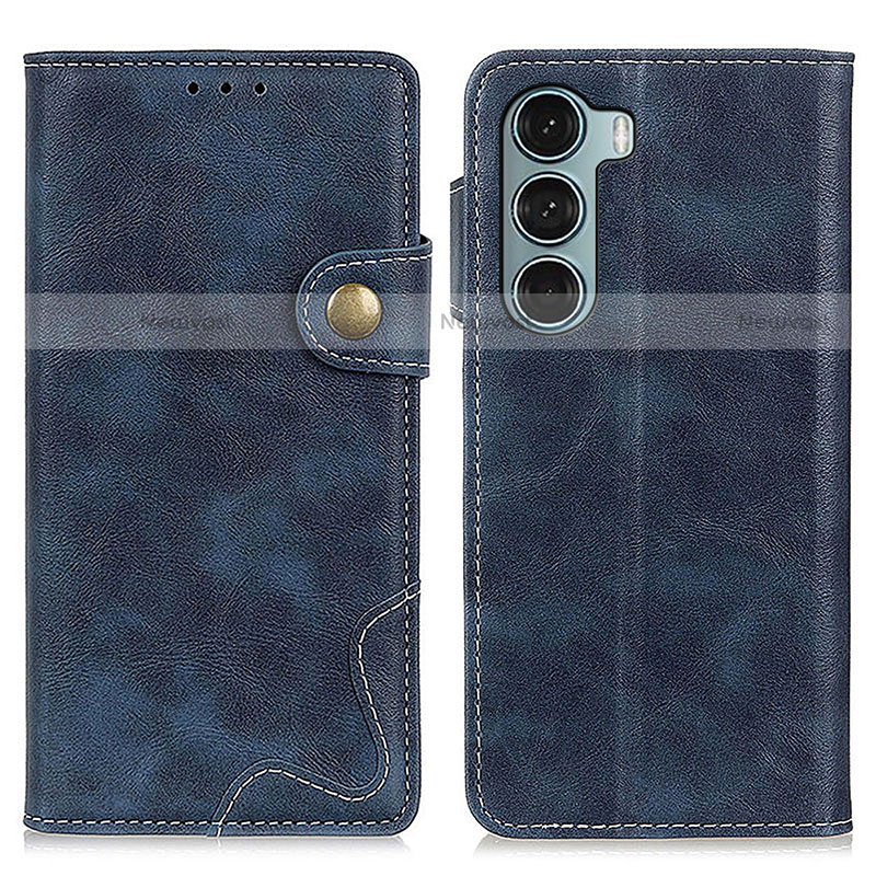 Leather Case Stands Flip Cover Holder DY01 for Motorola Moto G200 5G Blue