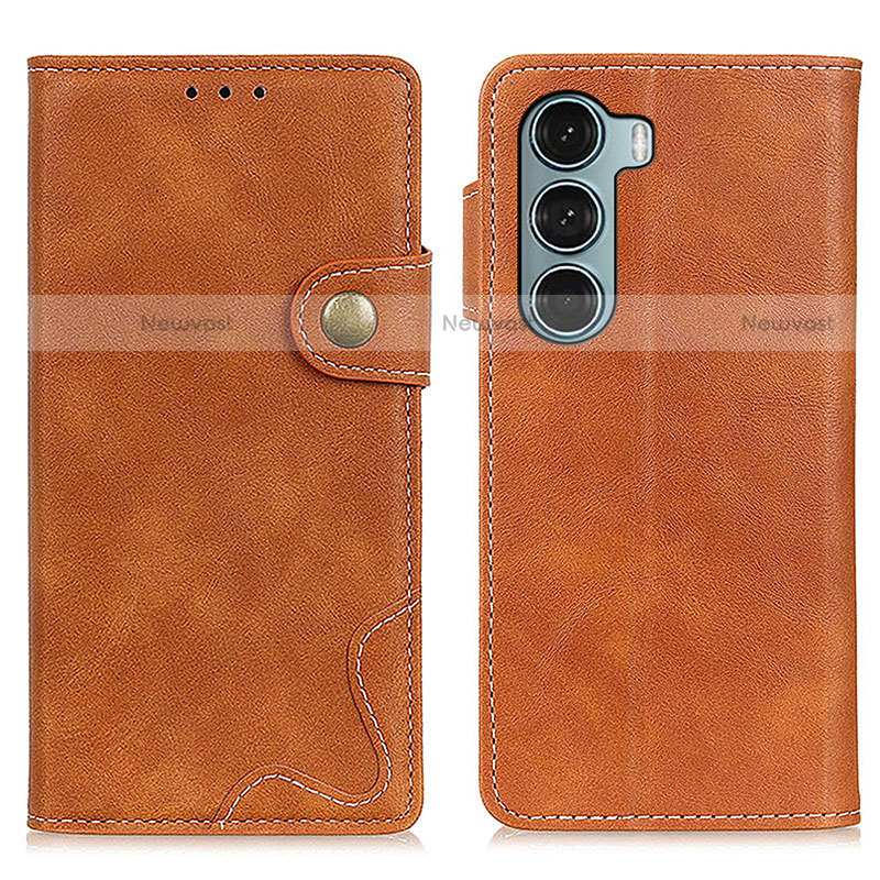 Leather Case Stands Flip Cover Holder DY01 for Motorola Moto G200 5G Brown