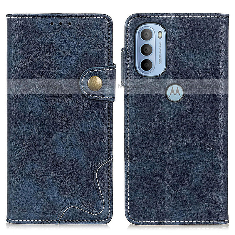 Leather Case Stands Flip Cover Holder DY01 for Motorola Moto G31 Blue