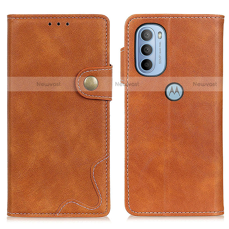 Leather Case Stands Flip Cover Holder DY01 for Motorola Moto G31 Brown