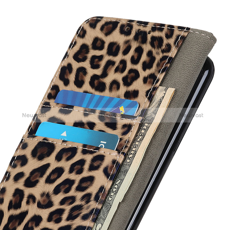 Leather Case Stands Flip Cover Holder DY01 for Oppo A95 4G Brown