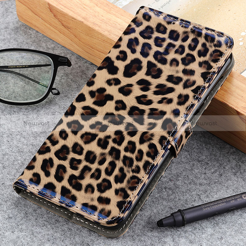 Leather Case Stands Flip Cover Holder DY01 for Oppo Reno5 F Brown