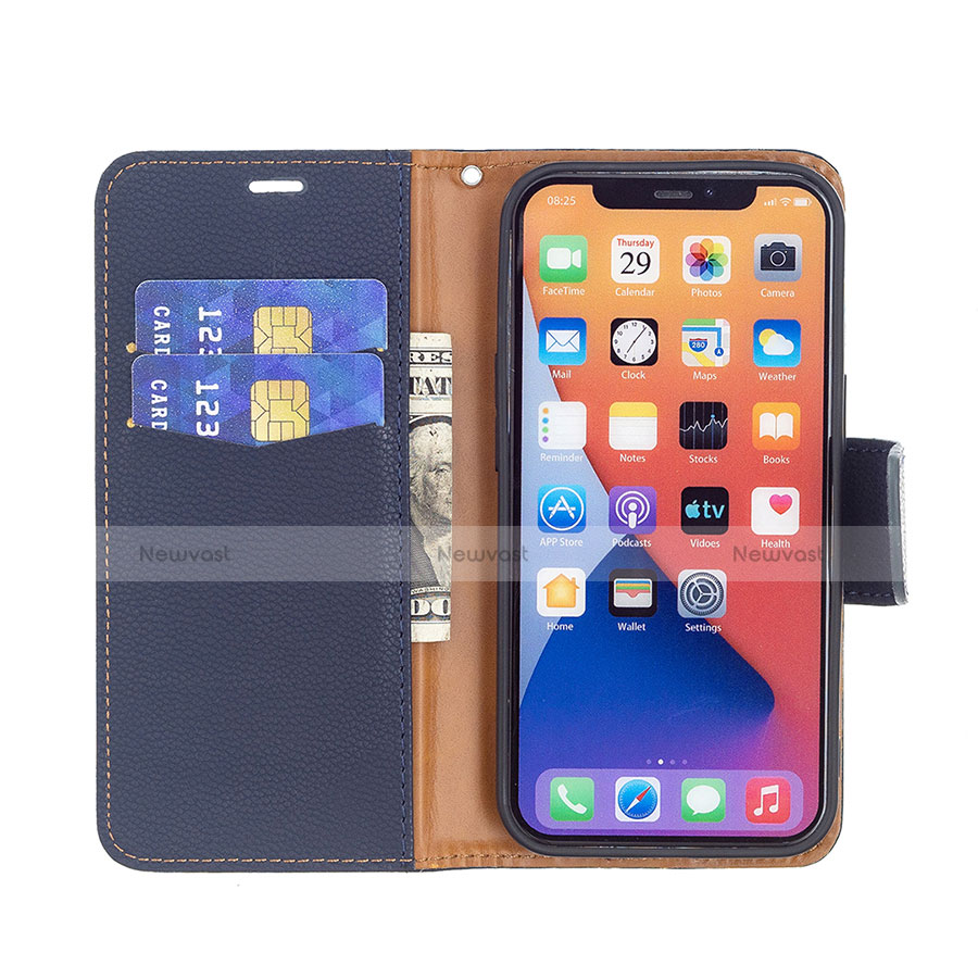 Leather Case Stands Flip Cover Holder for Apple iPhone 13 Blue