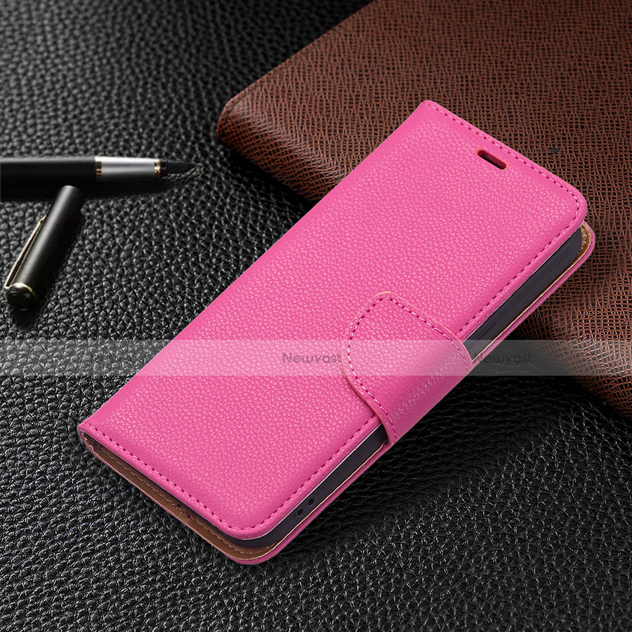 Leather Case Stands Flip Cover Holder for Apple iPhone 13 Mini Hot Pink